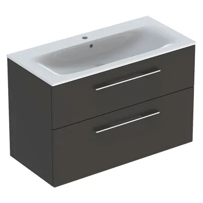 Geberit SELNOVA SQUARE set lavabo L.100 cm, con foro rubinetteria e troppopieno, compreso di mobile sottolavabo con due cassetti, colore lava finitura opaco 501.245.00.1