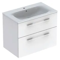 Geberit SELNOVA SQUARE set lavabo L.80 cm, con foro rubinetteria e troppopieno, compreso di mobile sottolavabo con due cassetti, colore bianco finitura lucido 501.240.00.1