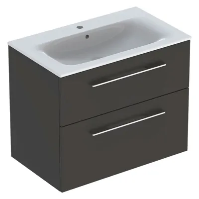 Geberit SELNOVA SQUARE set lavabo L.80 cm, con foro rubinetteria e troppopieno, compreso di mobile sottolavabo con due cassetti, colore lava finitura opaco 501.241.00.1