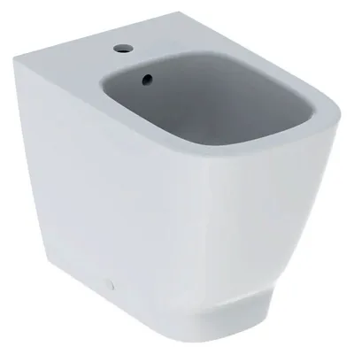 Geberit SMYLE SQUARE bidet a pavimento, a filo parete, con fissaggio nascosto, con foro rubinetteria e troppopieno, colore bianco finitura lucido 500.841.00.1