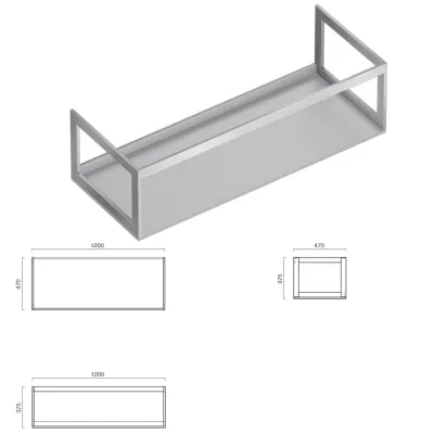 Struttura in alluminio 120×47 per ripiani ceramici e lavabi. Inox scotch-brite. 5S1255000