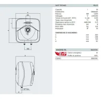 Ariston ANDRIS RS 10U/3 Scaldacqua elettrico murale ad accumulo, installazione Sottolavello, 10 litri 3100330