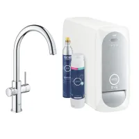 GROHE BLUE HOME + STARTER KIT Miscelatore Monocomando per lavello con sistema filtrante dell'acqua bocca a C Cromo 115556