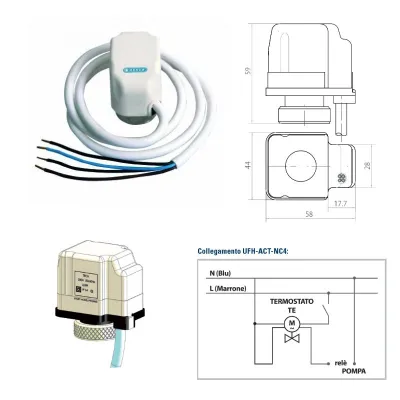 UFH-ACT-NC4B Testina elettrica 24V a quattro fili con micro UFHACT24NC4B