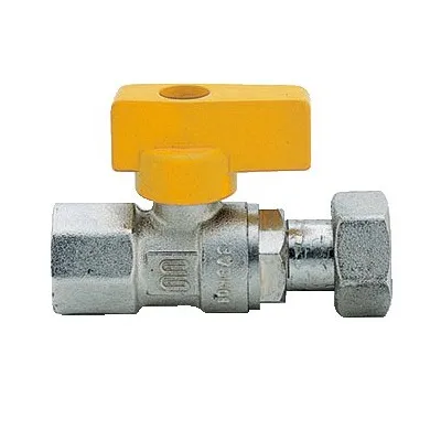 Rubinetto a sfera 1/2" x 3/4" per gas combustibili diritto femmina per scaldabagno G0323N36