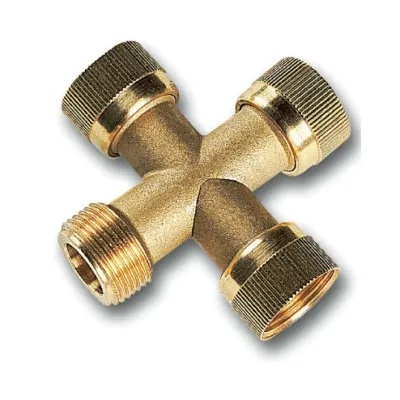 Raccordo Colortap in ottone a croce per collettori da 1" F x F x F x M 210