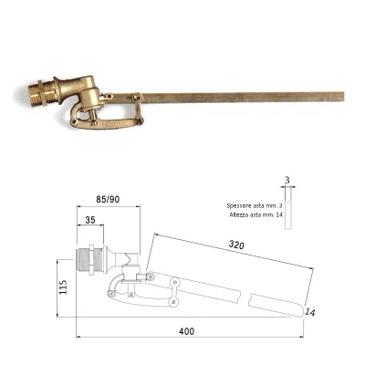 Rubinetto a galleggiante asta piatta ottone da 1" 649700OL1