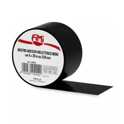 Nastro Adesivo Dielettrico Nero 5cm x 20mt, nastro isolante in PVC autoestinguente 04002