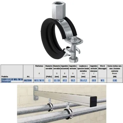 Collare FGRS Universal M8/10 53-59 collari con guarnizione anti-rumore in gomma e chiusura rapida con 1 vite 00562356