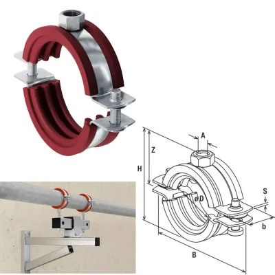 FRSH 32-37 collare per tubazioni a doppia vite con guarnizione per l'isolamento acustico con resistenza alle alte temperature 00063495