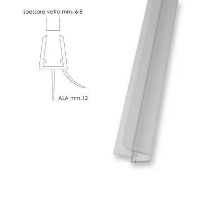 Profilo paragocce orizzontale box cristallo mm. 6 - 8 ala perpendicolare mm.12 777302PT