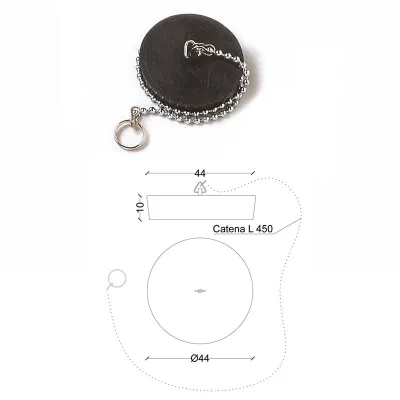 Tappo in gomma nera d.44 con catena L.450 mm 410600GN44