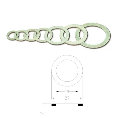 Guarnizione per bocchettoni 3/8" esenti amianto spessore mm.2 102200AV3/8