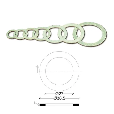 Guarnizione per bocchettoni 3/4" esenti amianto spessore mm.2 102200AV3/4