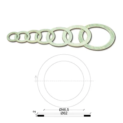 Guarnizione per bocchettoni 1"1/2 esenti amianto spessore mm.2 102200AV11/2