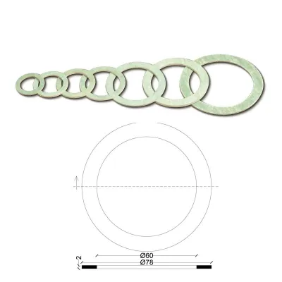 Guarnizione per bocchettoni 2" esenti amianto spessore mm.2 102200AV2