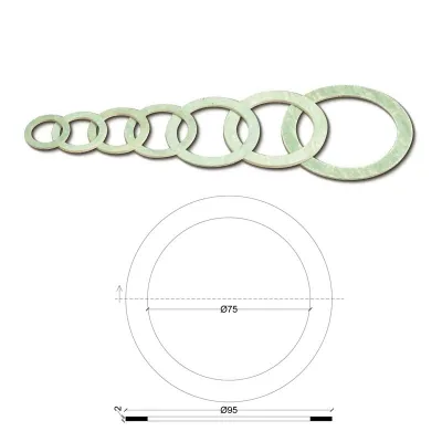 Guarnizione per bocchettoni 2"1/2 esenti amianto spessore mm.2 102200AV21/2