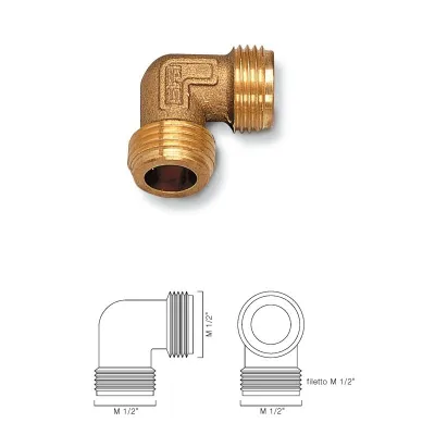 Raccordo curvo in ottone MM 1/2" 655101ON1/2