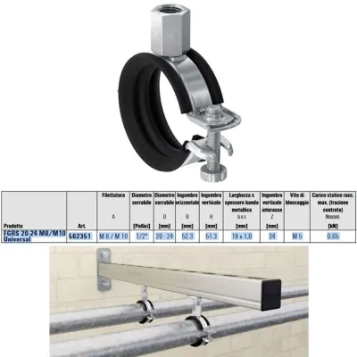 Collare FGRS Universal M8/10 20-24 collari con guarnizione anti-rumore in gomma e chiusura rapida con 1 vite 00562351