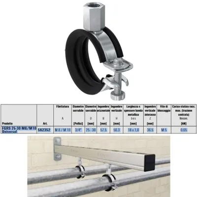 Collare FGRS Universal M8/10 25-30 collari con guarnizione anti-rumore in gomma e chiusura rapida con 1 vite 00562352