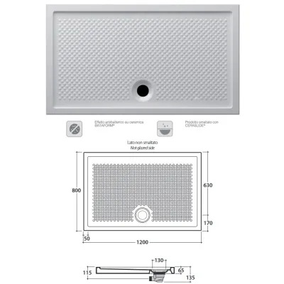 DOCCIAVIVA piatto doccia 80x120 h.6,5 cm DV120BI