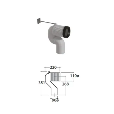 Curva tecnica regolabile da cm 16/17 a 20/21 per wc di Ceramica Globo VA078