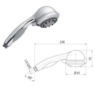 Doccia Ermes 3 getti cromo / satinato B00095000235005