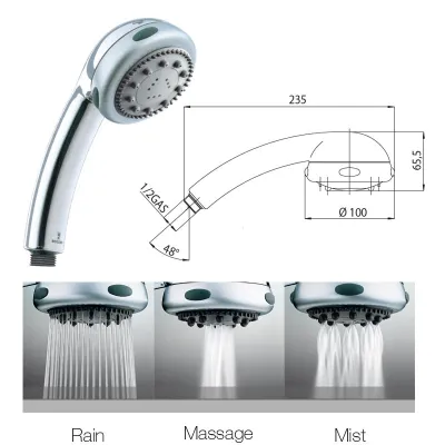 Doccia 3 getti Fresh ø 100 mm B00043000235005