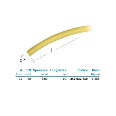 Tubo multistrato per gas - giallo - 26x3 - rotolo 100 metri (prezzo al metro - minimo acquistabile 100 metri) 340032140