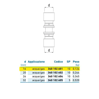Intermedio d.16 acqua/gas 340102601