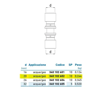 Intermedio d.20 acqua/gas 340102602
