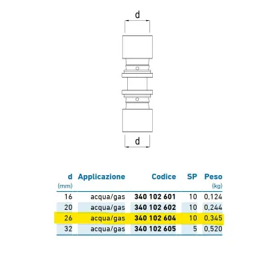 Intermedio d.26 acqua/gas 340102604
