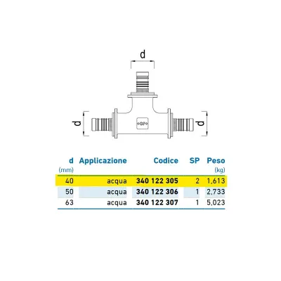 TEE intermedio d.40 acqua 340122305