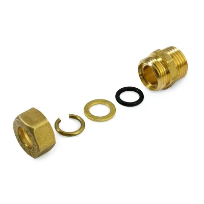 Raccordo M a compressione 3/8"x10 in ottone con anello di serraggio ed O-ring di tenuta, per tubo rame 120001H031000A