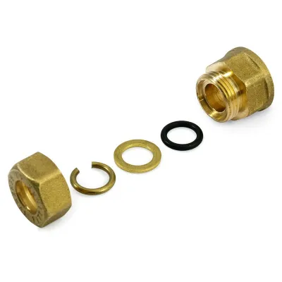 Raccordo F a compressione 3/8"x10 in ottone con anello di serraggio ed O-ring di tenuta, per tubo rame 120002H031000A