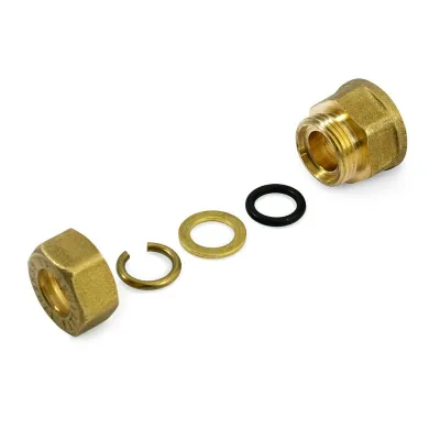 Raccordo F a compressione 3/8"x12 in ottone con anello di serraggio ed O-ring di tenuta, per tubo rame 120002H031200A