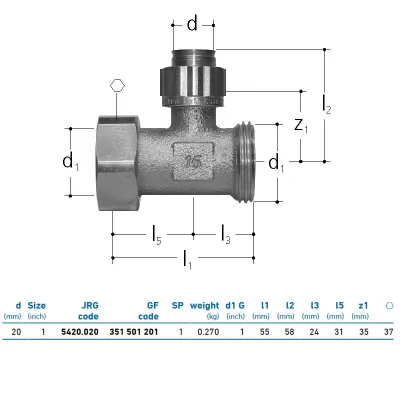 JRG Sanipex Distributore a 1 partenza bronzo d. 20 mm 1" 351501201