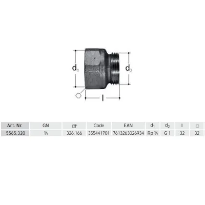 Collegamento 3/4" per distributore in bronzo, con filettatura interna ed esterna 355441701