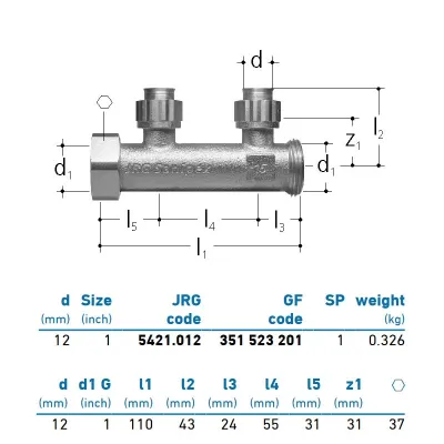 JRG Sanipex Distributore a 2 partenze bronzo d. 12 351523201