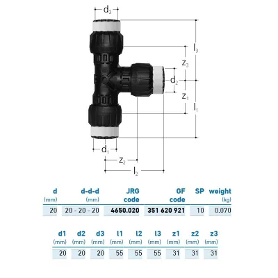 JRG Sanipex MT T uguale PPSU d. 20x20x20 mm 351620921