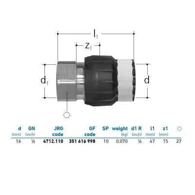 JRG Sanipex MT Collegamento bronzo con filettatura interna 1/2" - 16 351616998