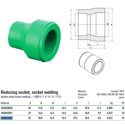 Riduzione Con Attacchi M/F 25x20mm Verde Per Sistemi Aquatherm 1040025022