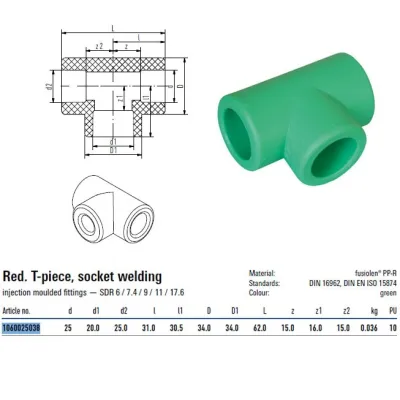 Tee ridotto FUSIOTHERM ø 25X20X25 mm 1060025038