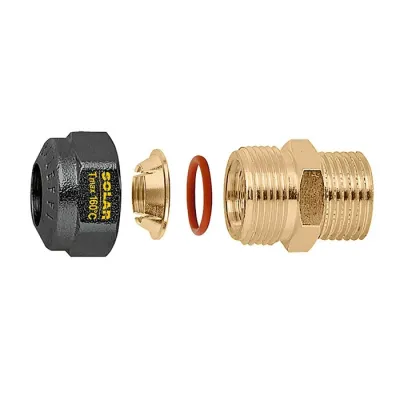 Raccordo maschio, meccanico a tenuta O-Ring per impianti solari. Misura M 3/4" D.22 254452