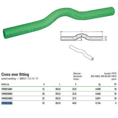 Sorpasso Con Diametro 32mm Con Curva Alta 48mm Aquatherm 1090032004