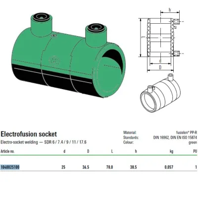 Elettromanicotto 40V Aquatherm D 25 per impianti Termo/Idrosanitari 1040025100