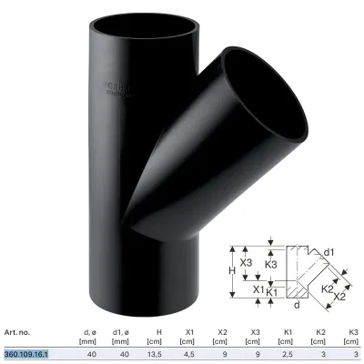 Braga 45° PE-HD ø40x40 mm a saldare 360.109.16.1