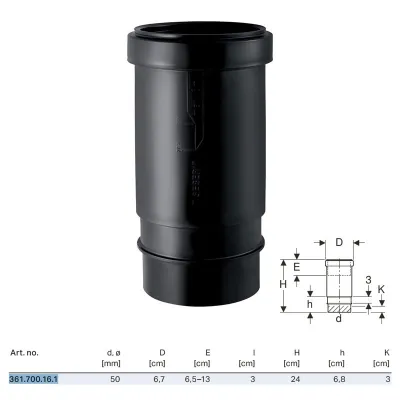 Manicotto di dilatazione Geberit PE con bordo doppio ø50 mm 361.700.16.1