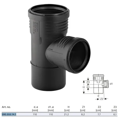 Silent PP Braga CurvaTA 87°30 GTEA ø110x110 mm 390.555.14.1