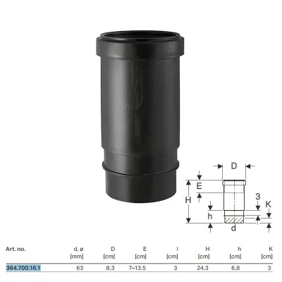 Manicotto di dilatazione Geberit PE con bordo doppio ø63 mm 364.700.16.1